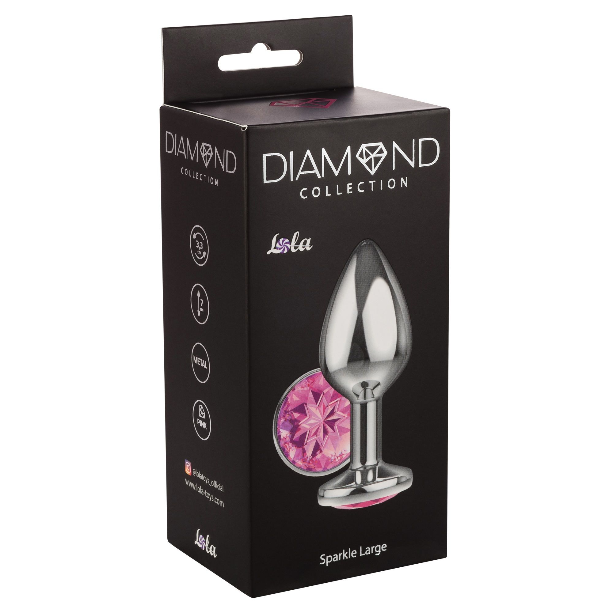 Большая серебристая анальная пробка Diamond Pink Sparkle Large с розовым кристаллом - 8 см. 4