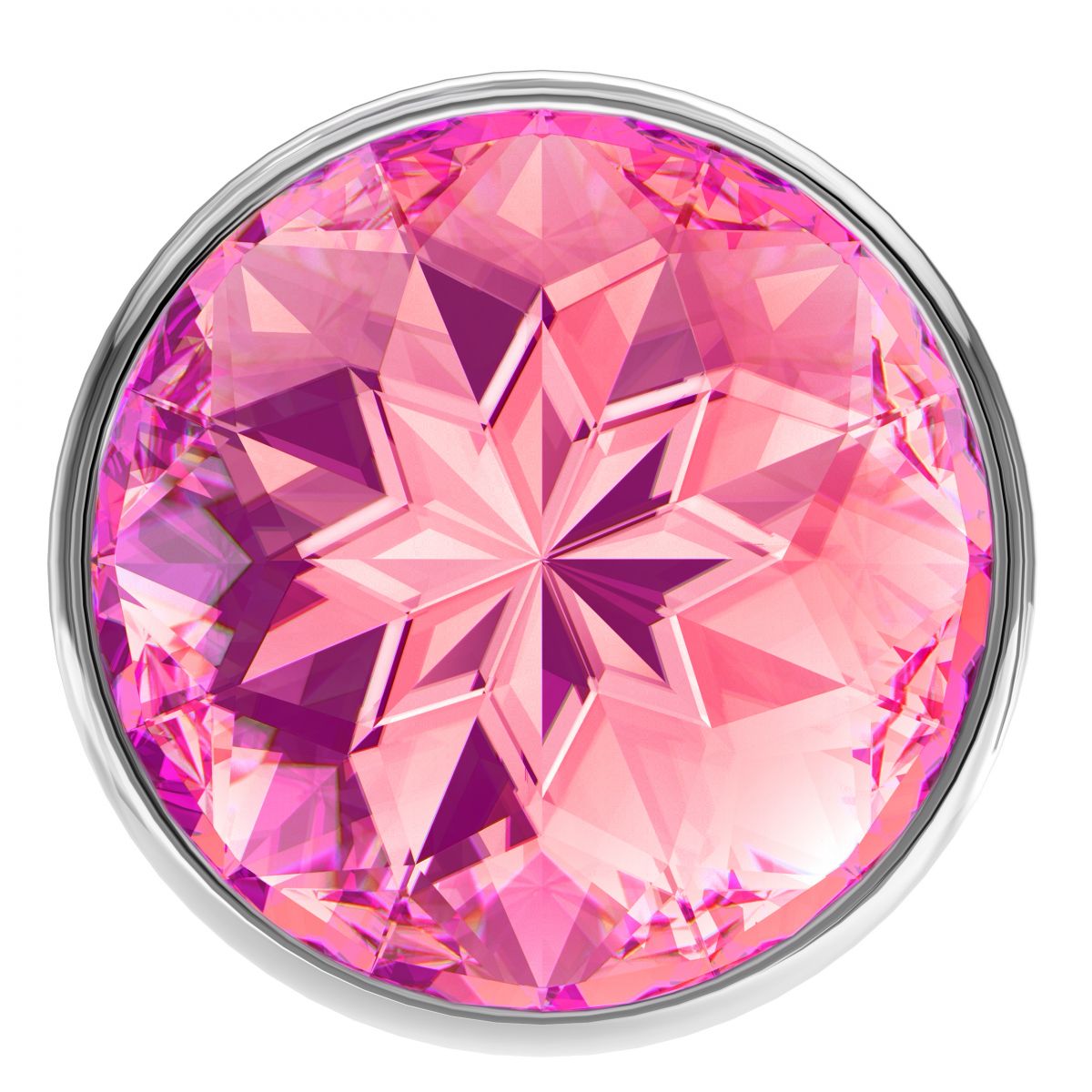 Малая серебристая анальная пробка Diamond Pink Sparkle Small с розовым кристаллом - 7 см. 3