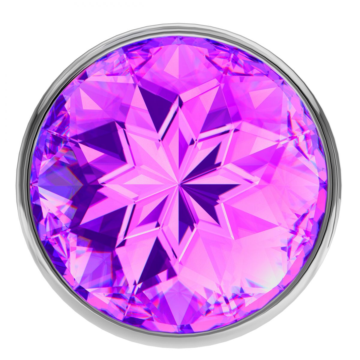 Малая серебристая анальная пробка Diamond Purple Sparkle Small с фиолетовым кристаллом - 7 см. 3