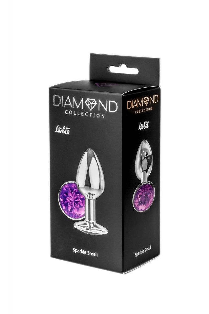 Малая серебристая анальная пробка Diamond Purple Sparkle Small с фиолетовым кристаллом - 7 см. 4