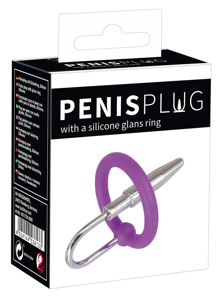 Уретральный плаг с силиконовым кольцом под головку Penis Plug 6