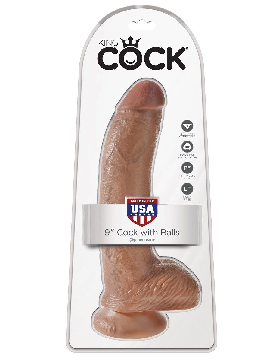 Фаллоимитатор-мулат 9" Cock with Balls - 22,9 см. 5