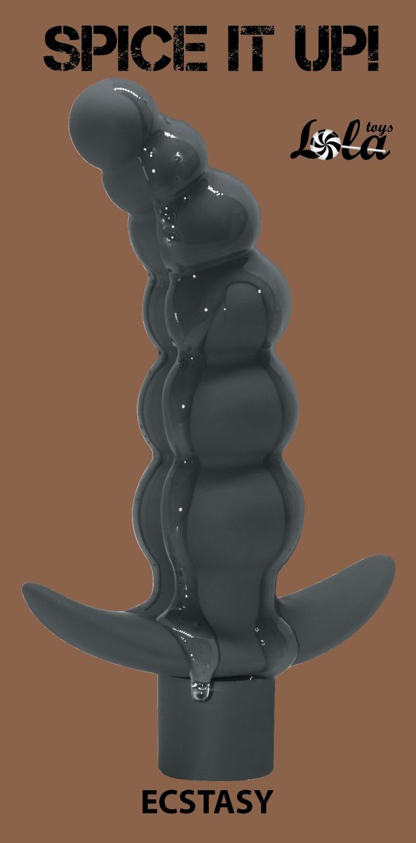 Серая анальная ёлочка с вибрацией Ecstasy - 14 см. 3