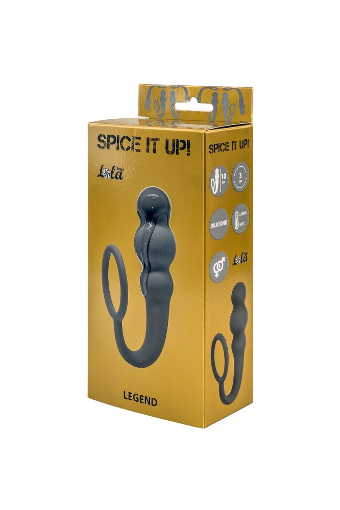 Серое эрекционное кольцо Legend с анальным стимулятором  4