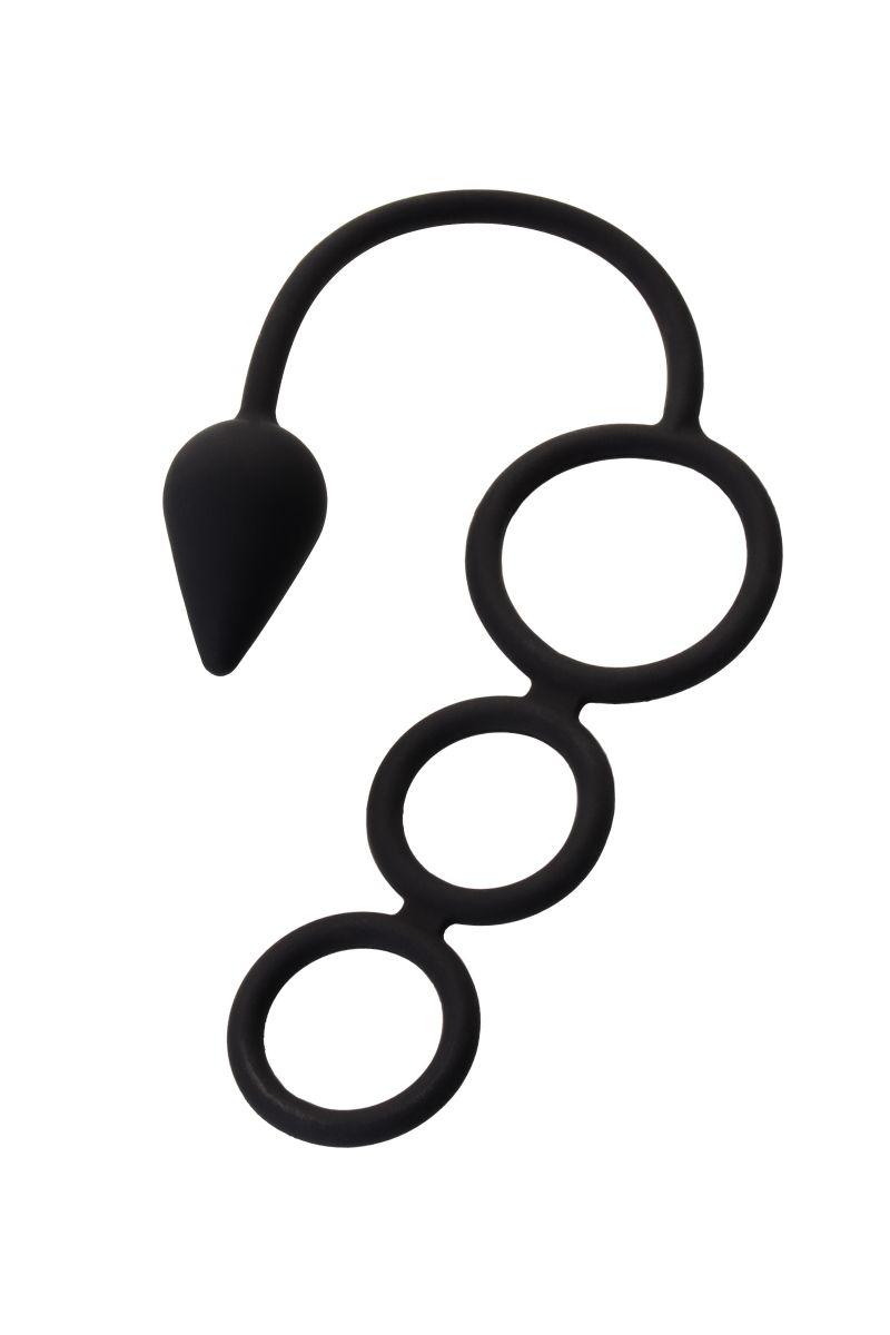 Тройное эрекционное кольцо с анальным хвостом Drop S-size 2