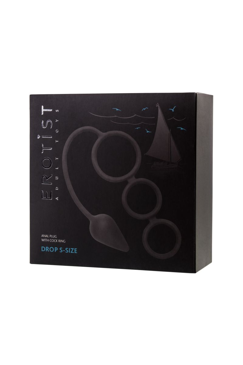 Тройное эрекционное кольцо с анальным хвостом Drop S-size 3